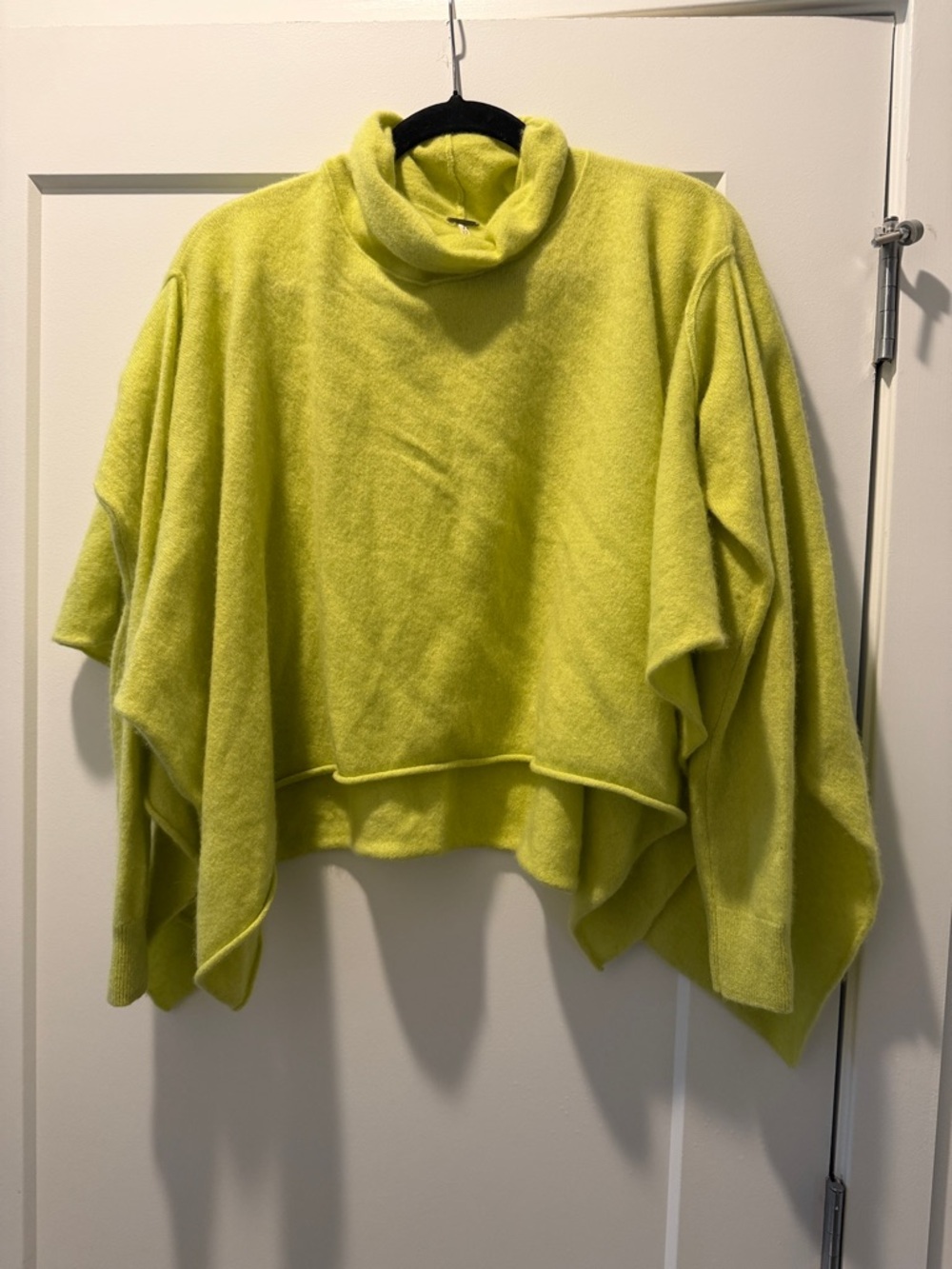 Free People Neon Lime Cowl Neck Oversized Sweater